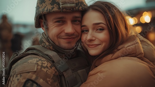 A soldier reuniting with their family at an airport, surrounded by joyful tears, ultra realistic photo
