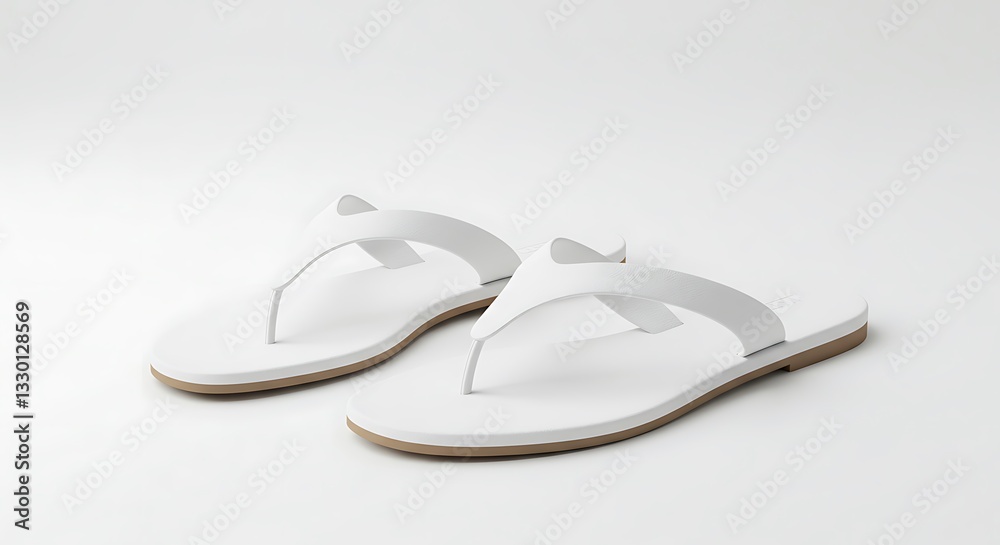 White Flip Flops Isolated on White Background for Summer Fashion White Flip Flops Isolated on White Background for Summer Fashion