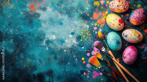 Colorful Easter Eggs Painted With Artistic Brushes