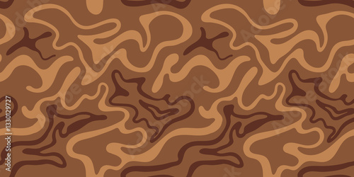 Abstract brown psychedelic waves print background.