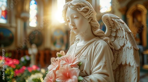 Figure of a praying angel as a symbol of Christianity
