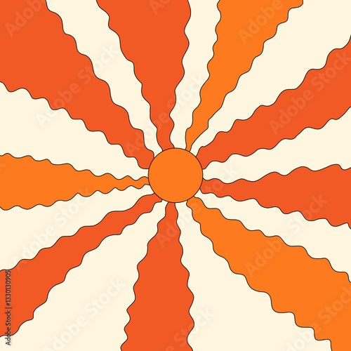 Psychedelic radial burst wallpaper. Trippy spiral wavy lines background.