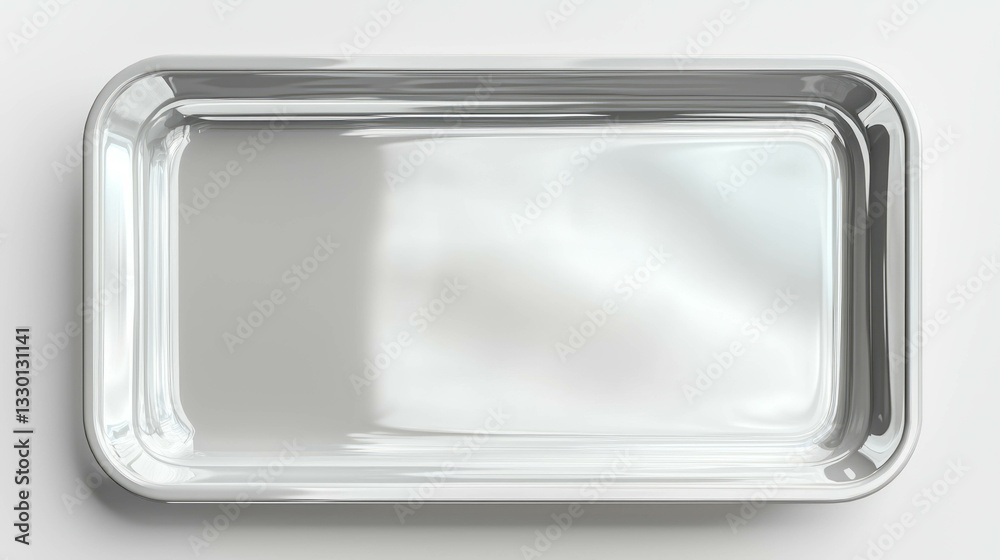 Realistic empty rectangular melamine tray on white surface for kitchen and dining design Realistic empty rectangular melamine tray on white surface for kitchen and dining design