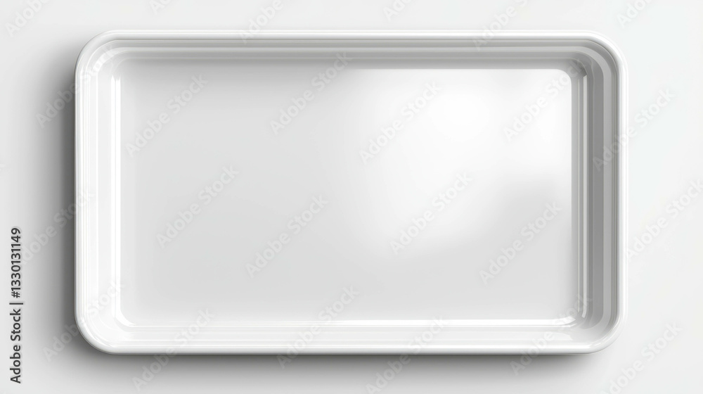 Minimalist design with an empty rectangular melamine tray for home and kitchen decor Minimalist design with an empty rectangular melamine tray for home and kitchen decor