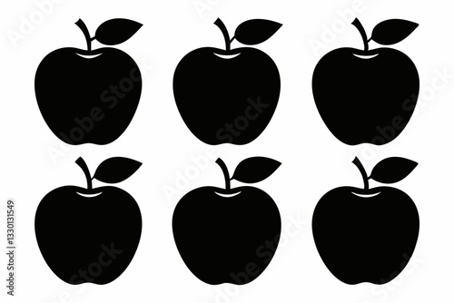 apple fruit set line art silhouette vector illustration