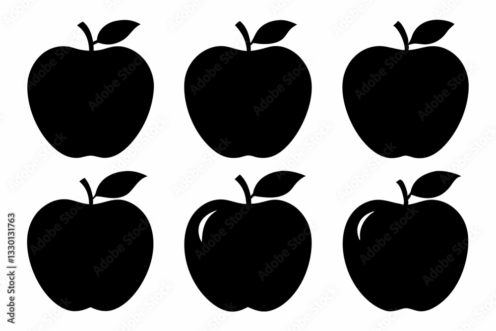 apple fruit set line art silhouette vector illustration apple fruit set line art silhouette vector illustration