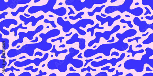 Blue wavy lines abstract background. Trendy psychedelic retro style seamless backdrop.
