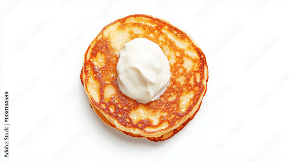 Obraz premium Delicious potato pancakes with creamy sour cream topping for savory meals