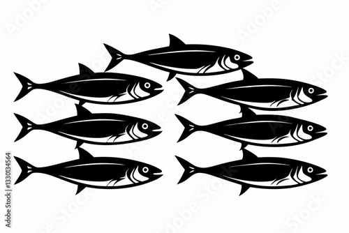 sardine set line art silhouette vector illustration