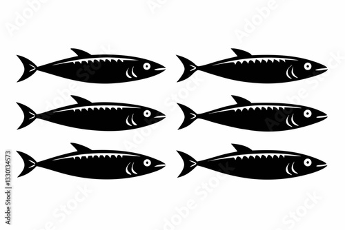 sardine set line art silhouette vector illustration