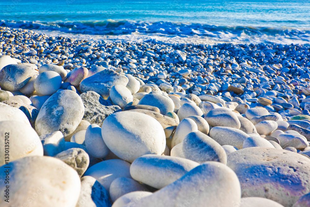 Obraz premium White and gray stones softly rounded and washed from sea water
