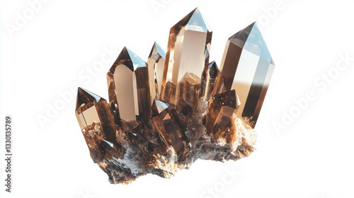 Majestic cluster of smoky quartz crystals with phantom inclusions for nature and mineral enthusiasts