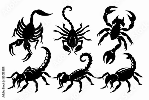 scorpion set line art silhouette vector illustration