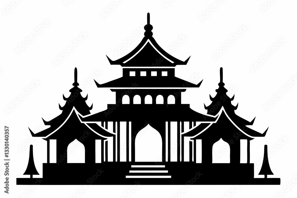 Fototapeta premium temple line art silhouette vector illustration