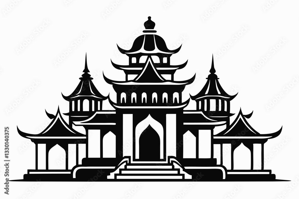 Fototapeta premium temple line art silhouette vector illustration