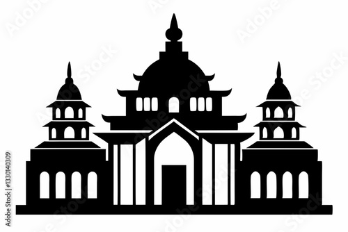 temple line art silhouette vector illustration