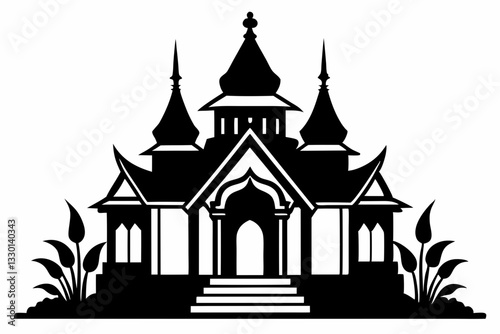 temple line art silhouette vector illustration