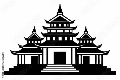 temple line art silhouette vector illustration