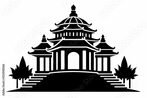 temple line art silhouette vector illustration