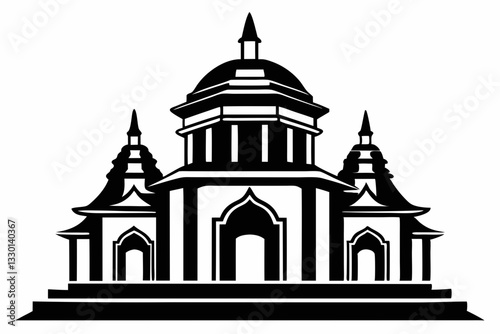 temple line art silhouette vector illustration