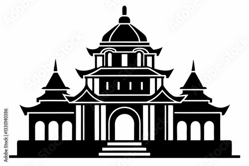 temple line art silhouette vector illustration