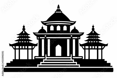 temple line art silhouette vector illustration