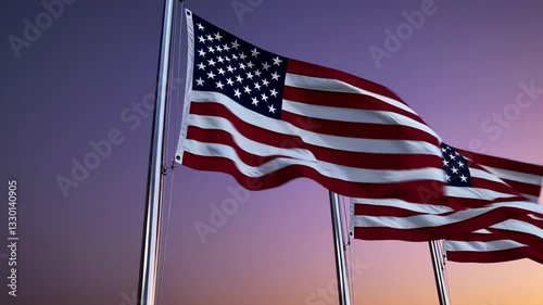 The Waving American Flags