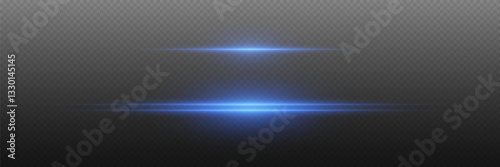 Set of neon laser effects and lights. On a transparent background.