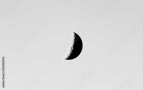 Pixel Art Crescent Moon in Shades of Black and White