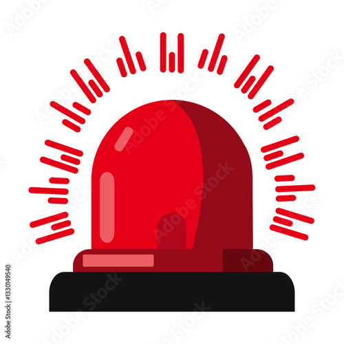 Emergency Siren Light Vector | Flashing Red Alarm Icon | Police, Firefighter, Ambulance Signa