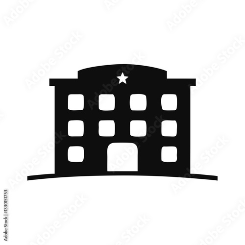 Obraz na płótnie black silhouette of a hotel with a star in a minimalist style on a white background w salonie