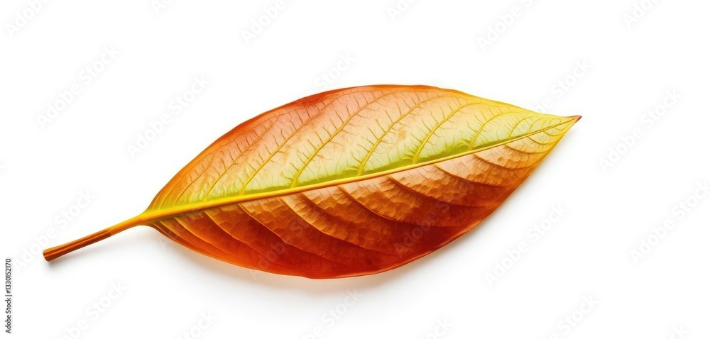 Single, wilting leaf isolated on pure white background, detail, white Single, wilting leaf isolated on pure white background, detail, white