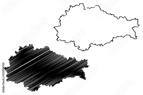 Kursk Oblast (Russia, Subjects of the Russian Federation, Oblasts of Russia) map vector illustration, scribble sketch Kursk Oblast map