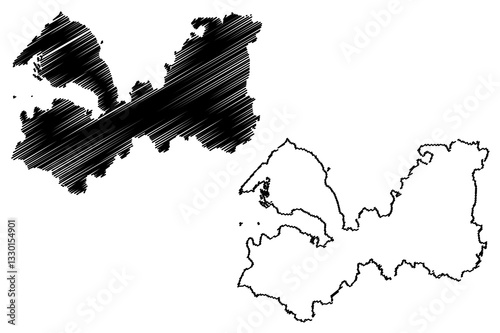Leningrad Oblast (Russia, Subjects of the Russian Federation, Oblasts of Russia) map vector illustration, scribble sketch Leningrad Oblast map