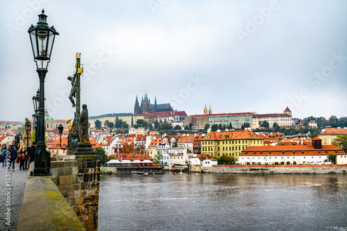 Canvas Print Amazing Panoramic View Of Charles Bridge And The Historical Center Of Prague, Ma