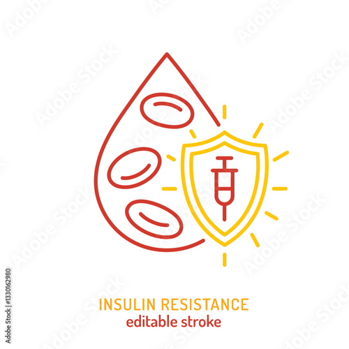Insulin resistance icon. Outline symbol, line sign.