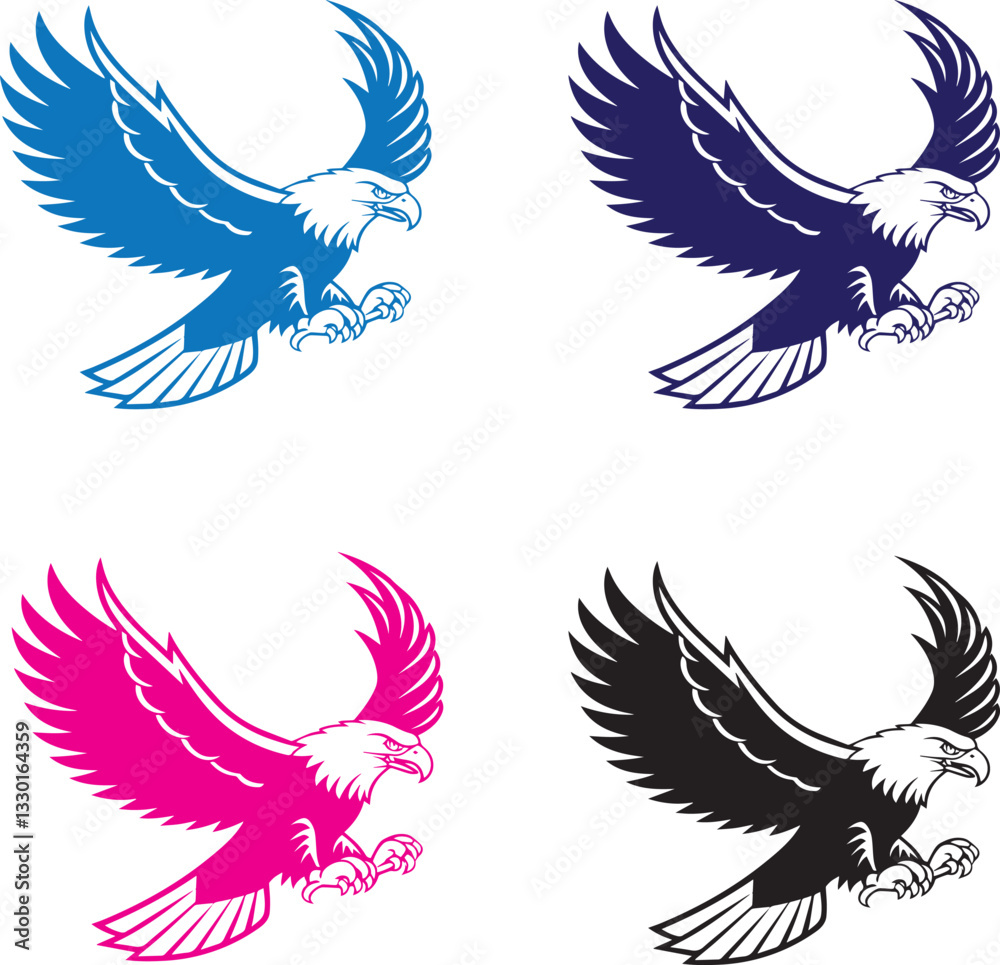 Fototapeta premium Vector illustration of a set of black silhouette wings