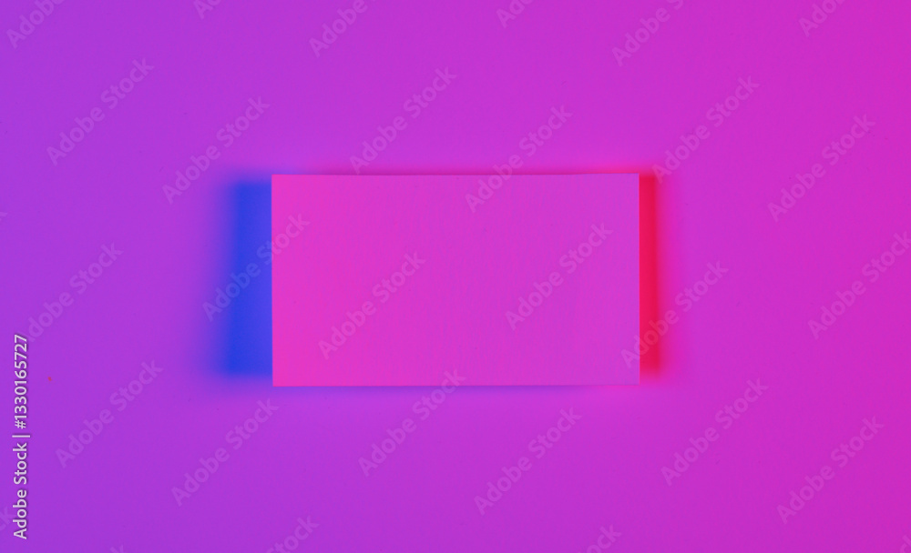 Blank business card in red blue neon light Blank business card in red blue neon light