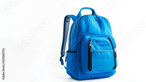 Sporty blue backpack with multiple zippered compartments and spacious design, perfect for students and outdoor enthusiasts, showcasing a stylish and practical schoolbag isolated on a white background