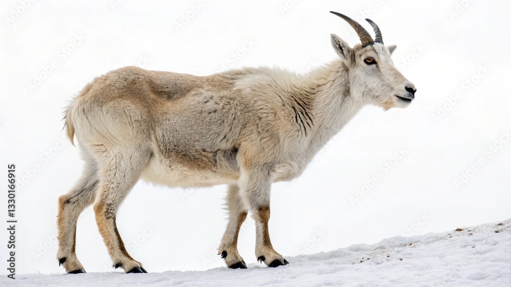Mountain Goat in full view on white studio background Mountain Goat in full view on white studio background