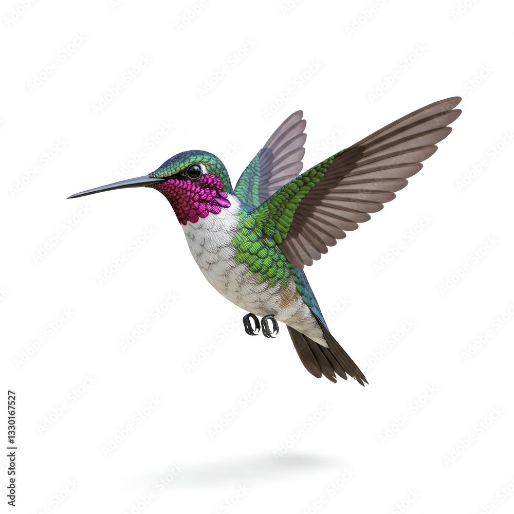 Fototapeta premium 3D hummingbird logo on a white background.