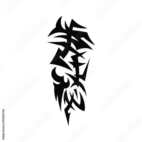 Neo tribal tattoo, gothic cyber body ornament shapes kit, Celtic vector abstract Hawaiian sign. Maori sleeve symbol y2k Polynesian metal abstract symmetry swirl wing. Neo tribal silhouette clipart
