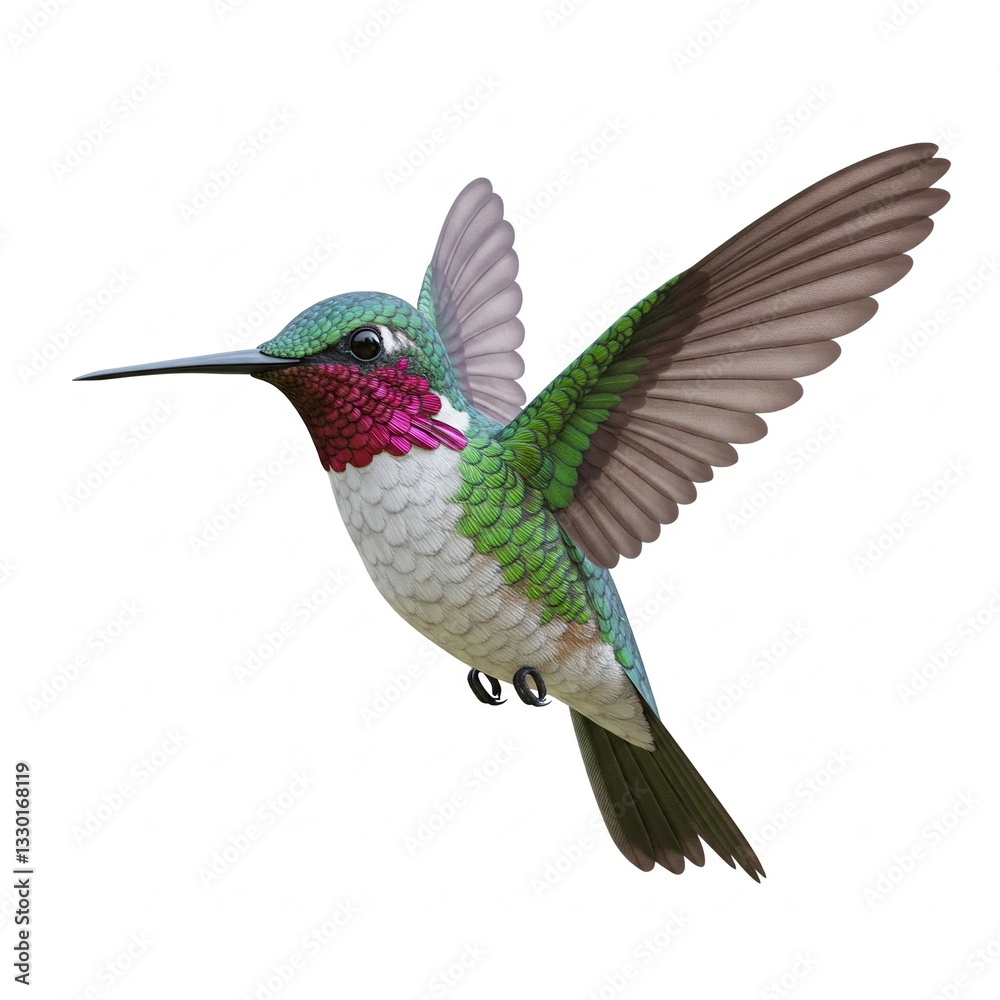 Fototapeta premium 3D hummingbird logo on a white background.
