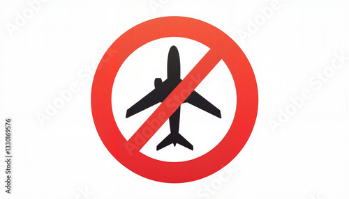 Geometric air travel ban sign illustration on white background, travel restrictions