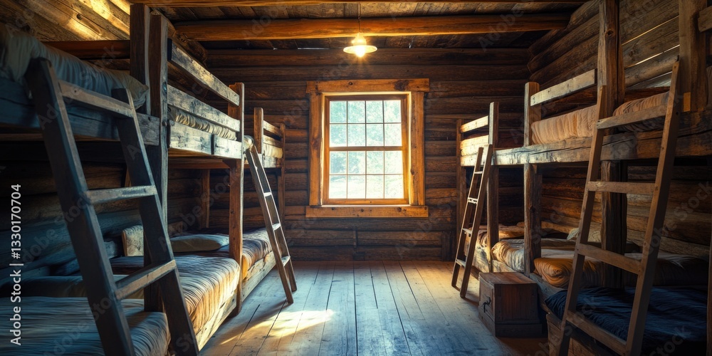 Fototapeta premium Cozy dormitory with bunk beds