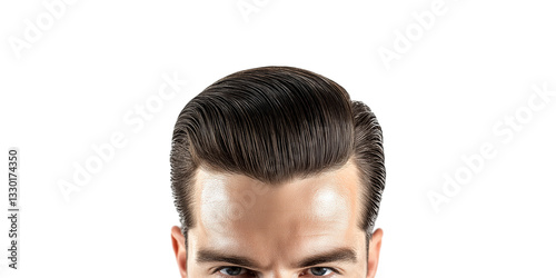 Stylish male hair with pompadour hairstyle isolated on transparent background photo