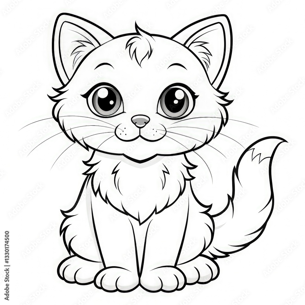 Cartoon Cat With Big Eyes Sitting Down. Generative AI Cartoon Cat With Big Eyes Sitting Down. Generative AI