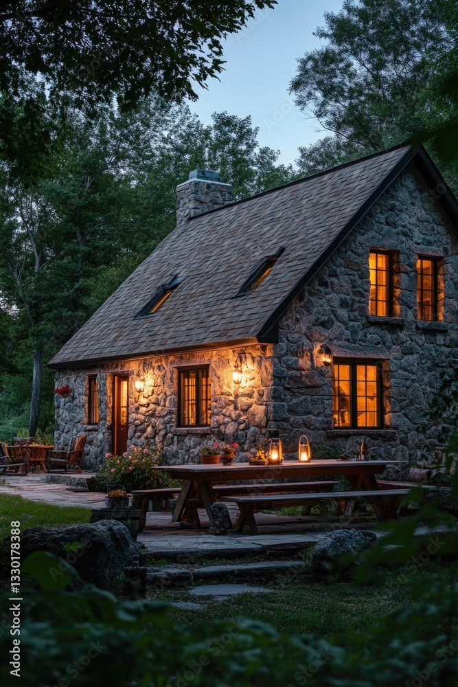 Fototapeta premium Stone House Night Picnic