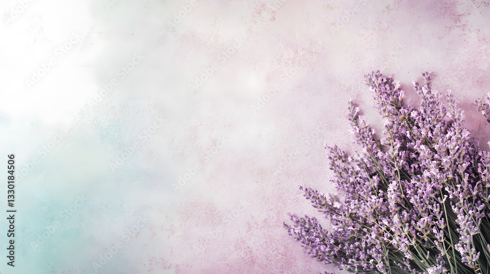 Obraz premium Lavender Flowers on Pastel Pink and Mint Green Textured Background