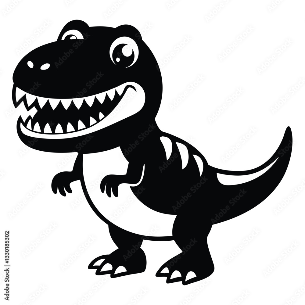 Dinosaur vector art illustration, solid white background Tyrannosaurus dinosaur silhouette vector illustration 